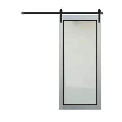 White Frosted Glass Sliding Barn Door