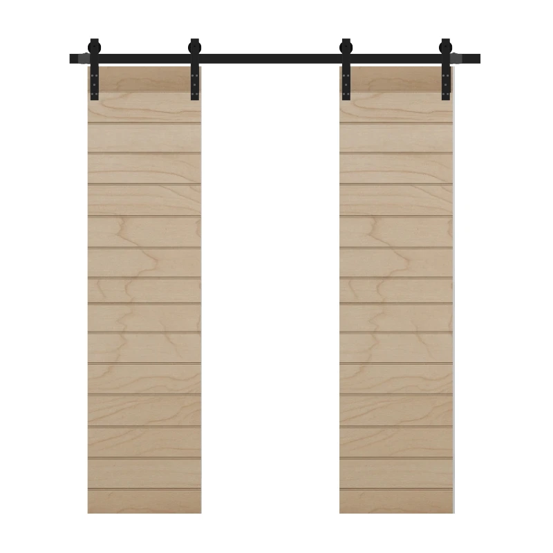 Horizontal Slat Double Sliding Barn Door
